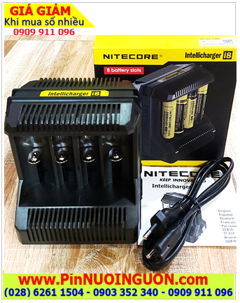 Nitecore i8; Máy sạc pin Nitecore i8 _sạc được 1,2,3,4,5,6,7,8 pin NiMh NiCd Lithium _ 8 khe sạc pin